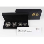 An Elizabeth II Royal Mint silver proof Britannia four-coin set 2011, boxed with certificate