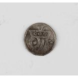 An early medieval Netherlands silver petit denier, circa 1260-1300 AD, obverse with helmeted and