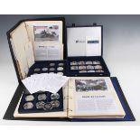 A large group of Elizabeth II Westminster Mint and Royal Mint commemorative coins, including a