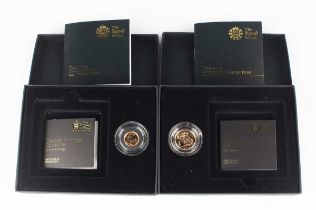 An Elizabeth II Royal Mint Brilliant Uncirculated half-sovereign and a quarter-sovereign, both 2013,