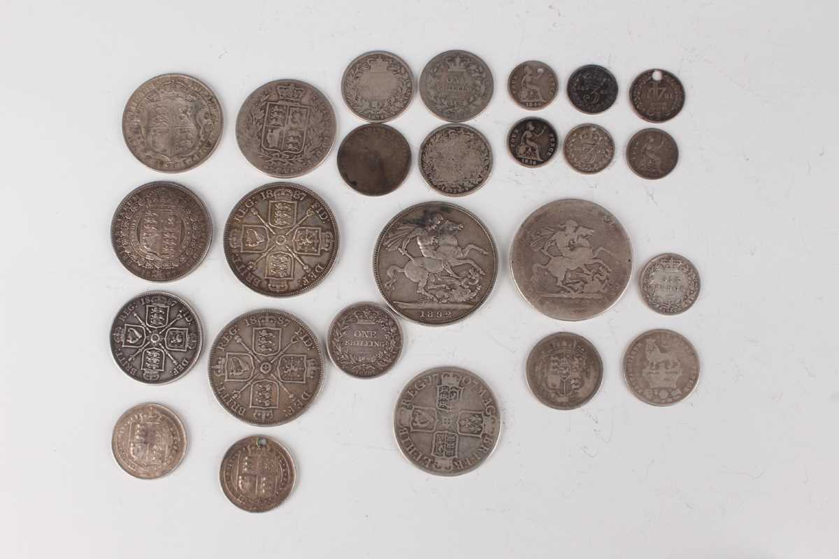 A collection of 18th, 19th and early 20th century British silver coinage, including an Anne half- - Image 3 of 3