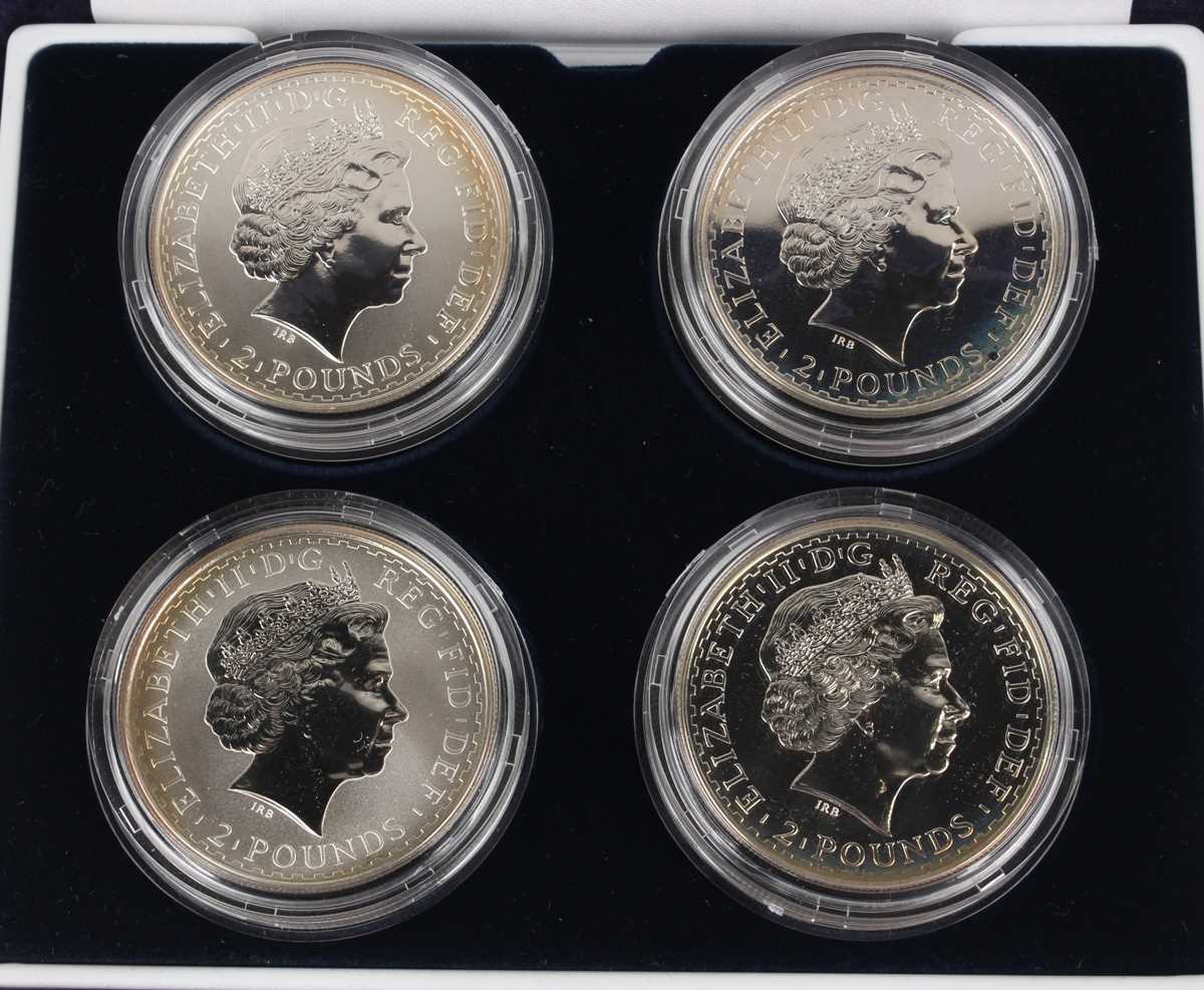 An Elizabeth II Royal Mint Britannia Design one-ounce silver bullion four-coin set, comprising 1999, - Image 4 of 6