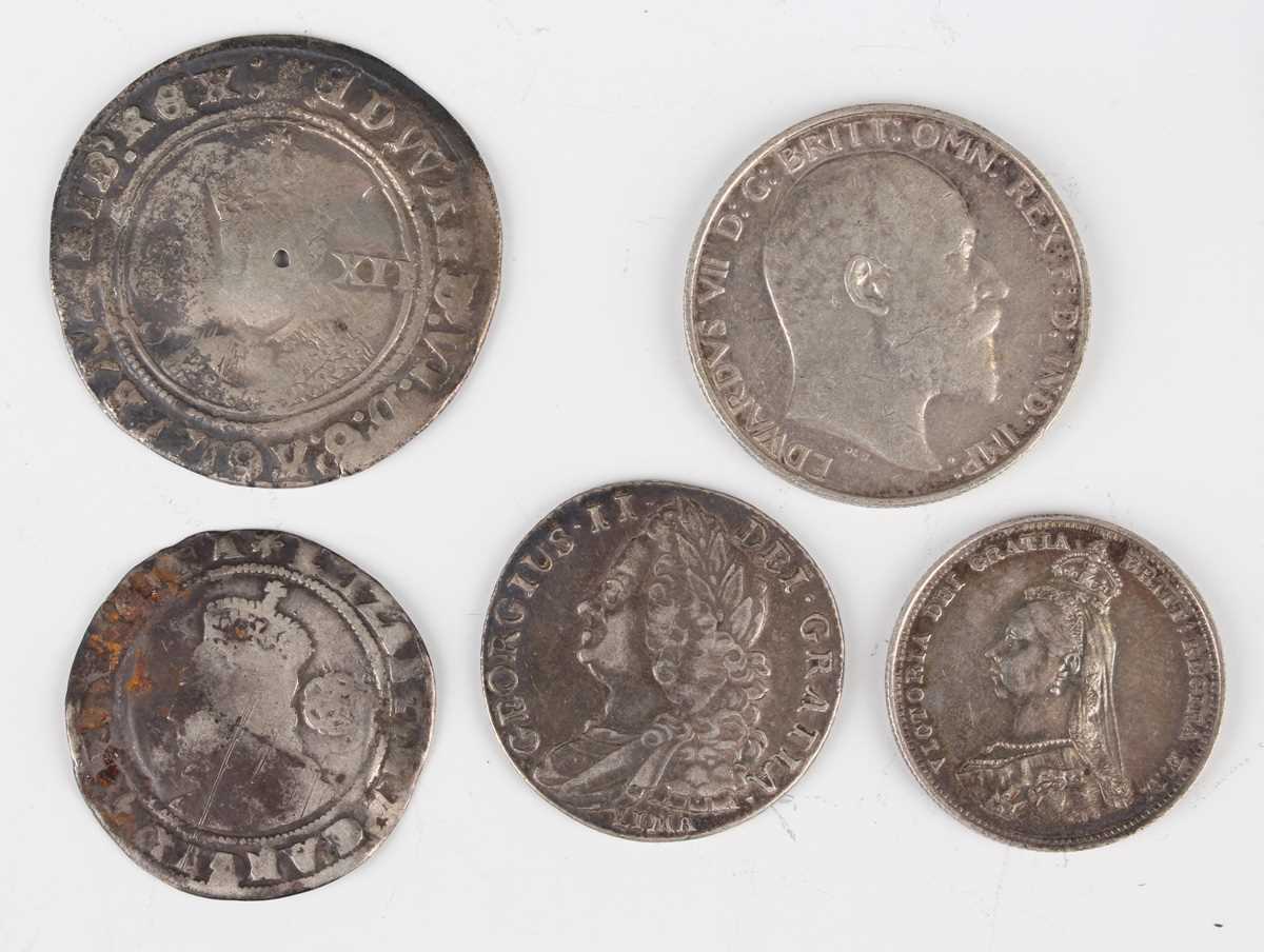 A small collection of British silver and copper alloy coinage, including two early English - Image 2 of 5
