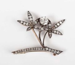 A Continental gold backed, silver set and diamond brooch, last quarter of the 19th century, designed