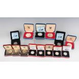 A collection of various Elizabeth II Royal Mint silver proof coins, including a piedfort one pound