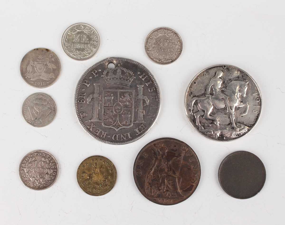 A collection of 18th, 19th and 20th century silver and other coinage, including half-crowns, - Image 2 of 8