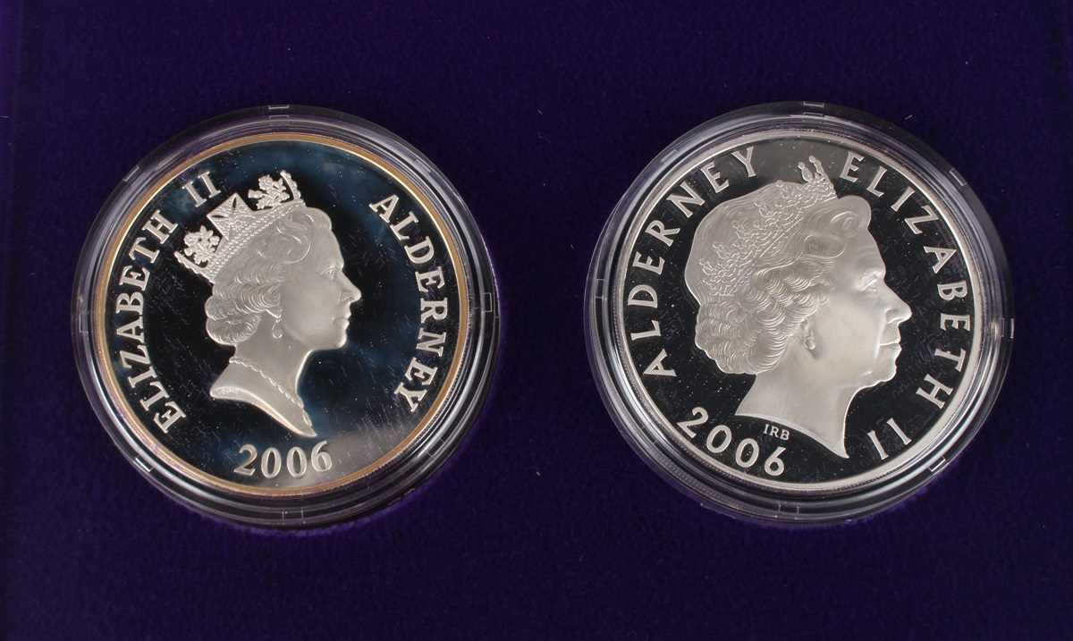 An Elizabeth II Royal Mint Alderney silver proof two-coin set celebrating HM The Queen's 80th - Image 3 of 4