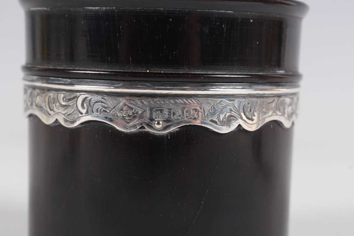A late Victorian silver tea caddy and cover of shaped oval form with bright-cut decoration, - Image 7 of 10