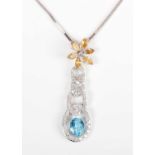 A Yessayan white gold, diamond, treated blue topaz and yellow gemstone set pendant, detailed ‘