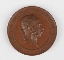 A Vienna International Exhibition 1873 copper prize medallion by J. Tautenhayn & K. Schwenzer,