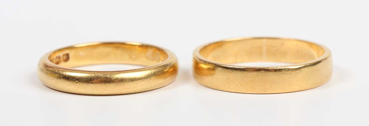 A 22ct gold wedding ring, Birmingham 1932, ring size approx Q, and another 22ct gold wedding ring, - Image 2 of 3