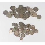 A collection of pre-1947 British silver nickel coinage, including half-crowns, florins, shillings,