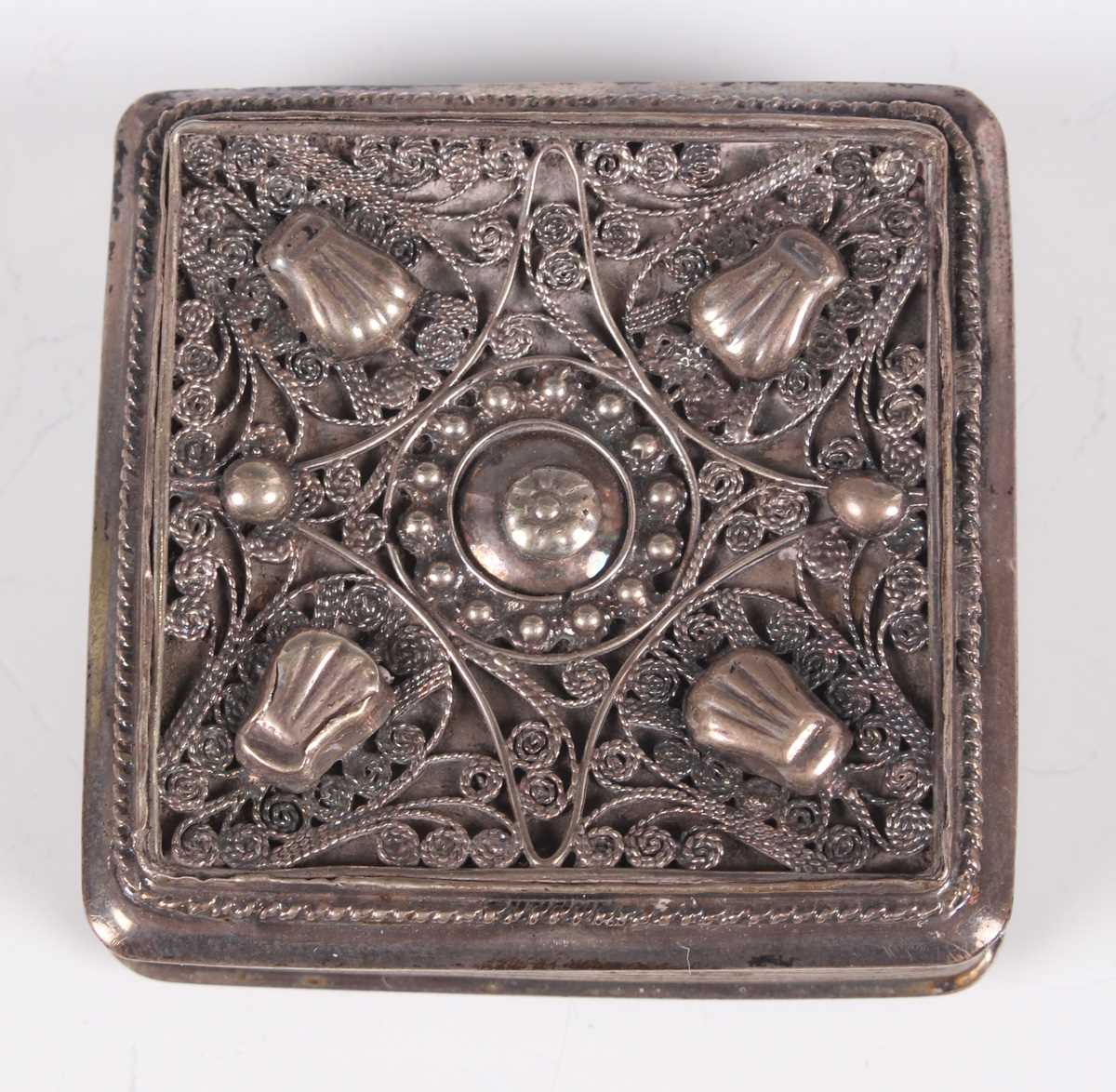 A 19th century French silver and parcel gilt rectangular snuff box, engraved with flowers and - Image 7 of 10