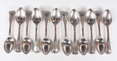 A set of twelve Victorian silver King's variant pattern dessert spoons, London 1882 by Holland,