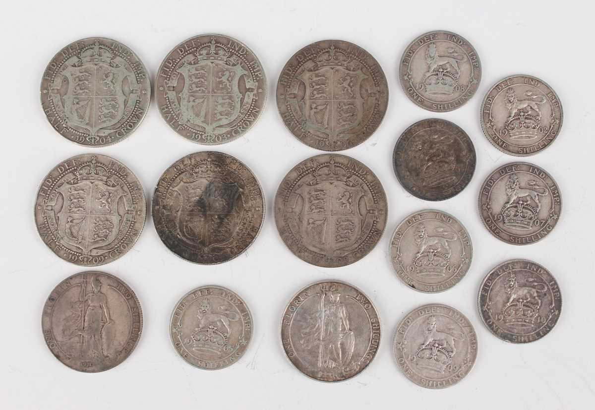 A collection of Edward VII silver coinage, including a shilling 1905, a group of half-crowns, - Image 2 of 2