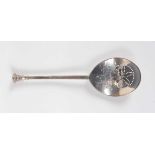 A James I provincial silver seal top spoon, probably East Anglian, the fig shaped bowl with later