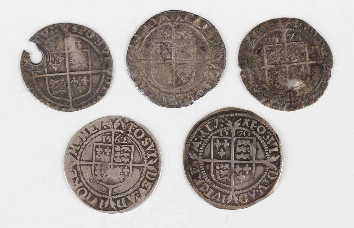 A group of five Elizabeth I sixpences, including one dated 1570, mintmark castle. - Image 2 of 2