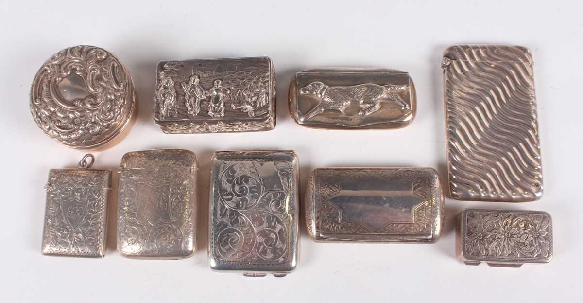 A Victorian silver snuff box of curved rectangular form, engraved with fern fronds, Birmingham