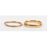 A 22ct gold wedding ring, Birmingham 1930, ring size approx N1/2, and another 22ct gold wedding ring