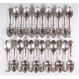 An early Victorian part canteen of silver double-struck King's pattern cutlery, comprising twenty-