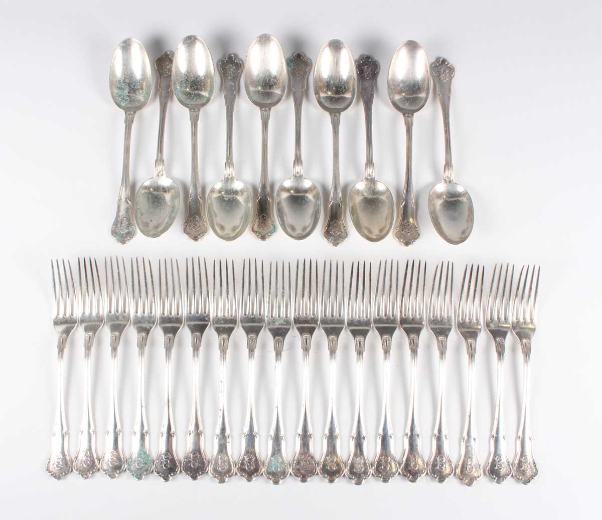 An early 20th century German canteen of .800 silver cutlery by Koch & Bergfeld, including table - Image 2 of 9