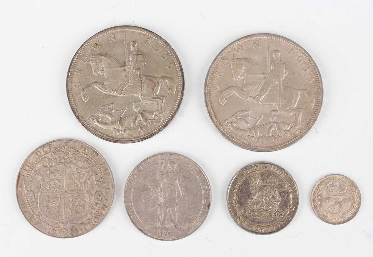 A collection of early 20th century silver and silver nickel coinage, including an Edward VII half- - Image 2 of 2