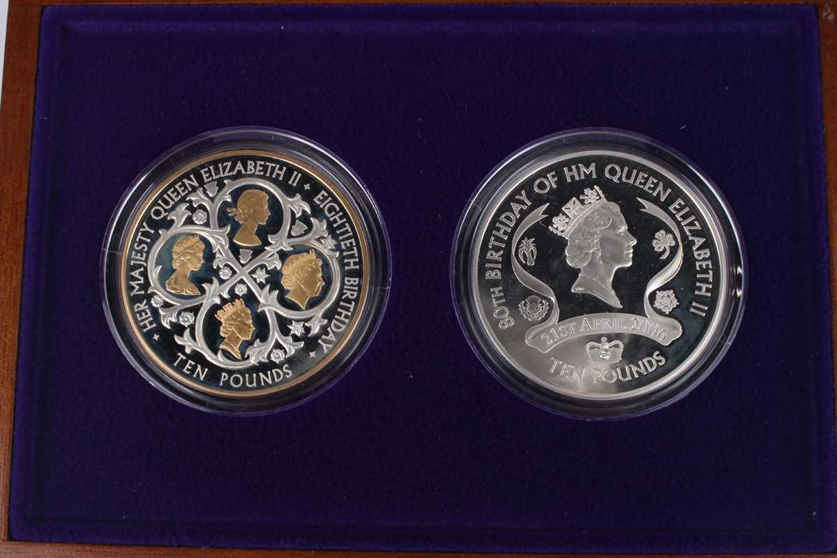 An Elizabeth II Royal Mint Alderney silver proof two-coin set celebrating HM The Queen's 80th - Image 2 of 4