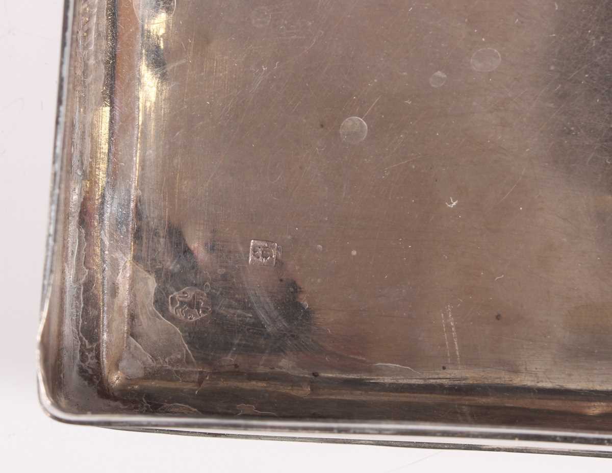 A 19th century Dutch silver cigar box of rectangular form with twin hinged lid, the top engraved - Image 7 of 9