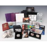A collection of mainly Royal Mint commemorative coins, including a Royal Mint History of the RAF