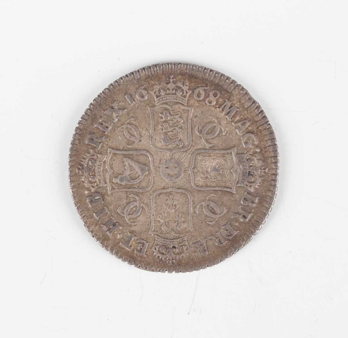 A Charles II shilling 1668 (toned with some rainbowing). - Image 2 of 2