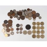 A collection of European and world coins and tokens, including a small group of USA coins, including