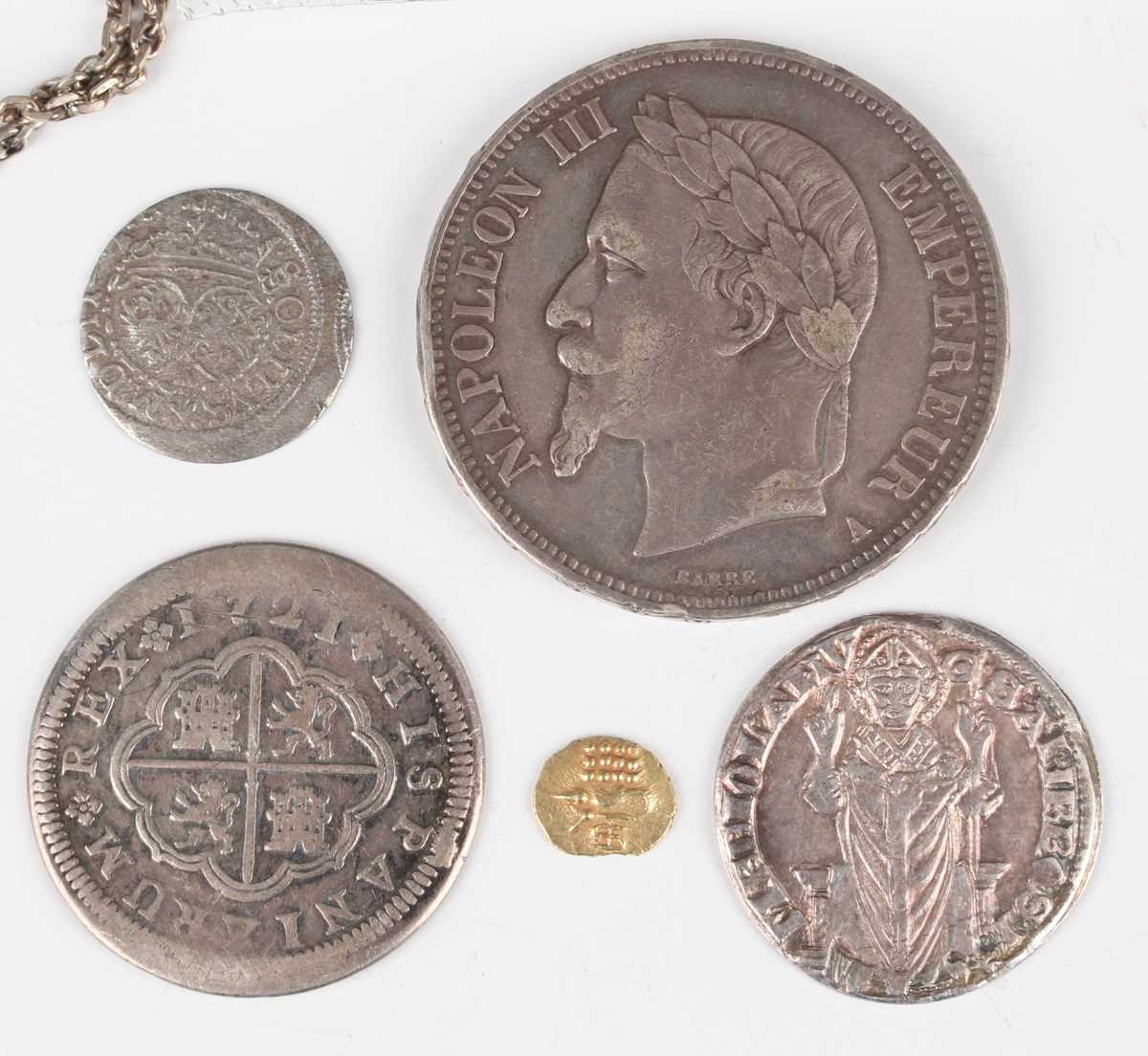 An India gold fanam, probably 18th century, together with a group of European and world coinage, - Image 2 of 5