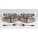 A pair of 20th century German .835 silver sauceboats by M.H. Wilkens & Sohne, each double-lipped