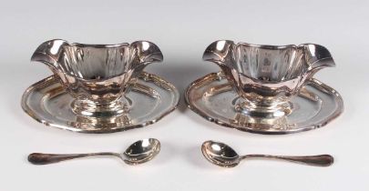 A pair of 20th century German .835 silver sauceboats by M.H. Wilkens & Sohne, each double-lipped