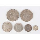 A collection of early 20th century silver and silver nickel coinage, including an Edward VII half-