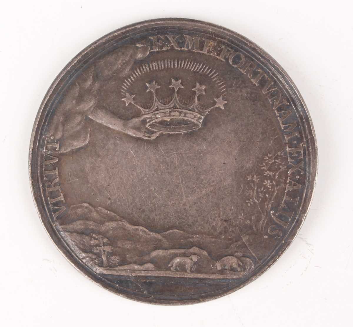 A Charles I death and memorial silver medal 1649 by J. Roettier, obverse with armoured bust, reverse - Image 2 of 2