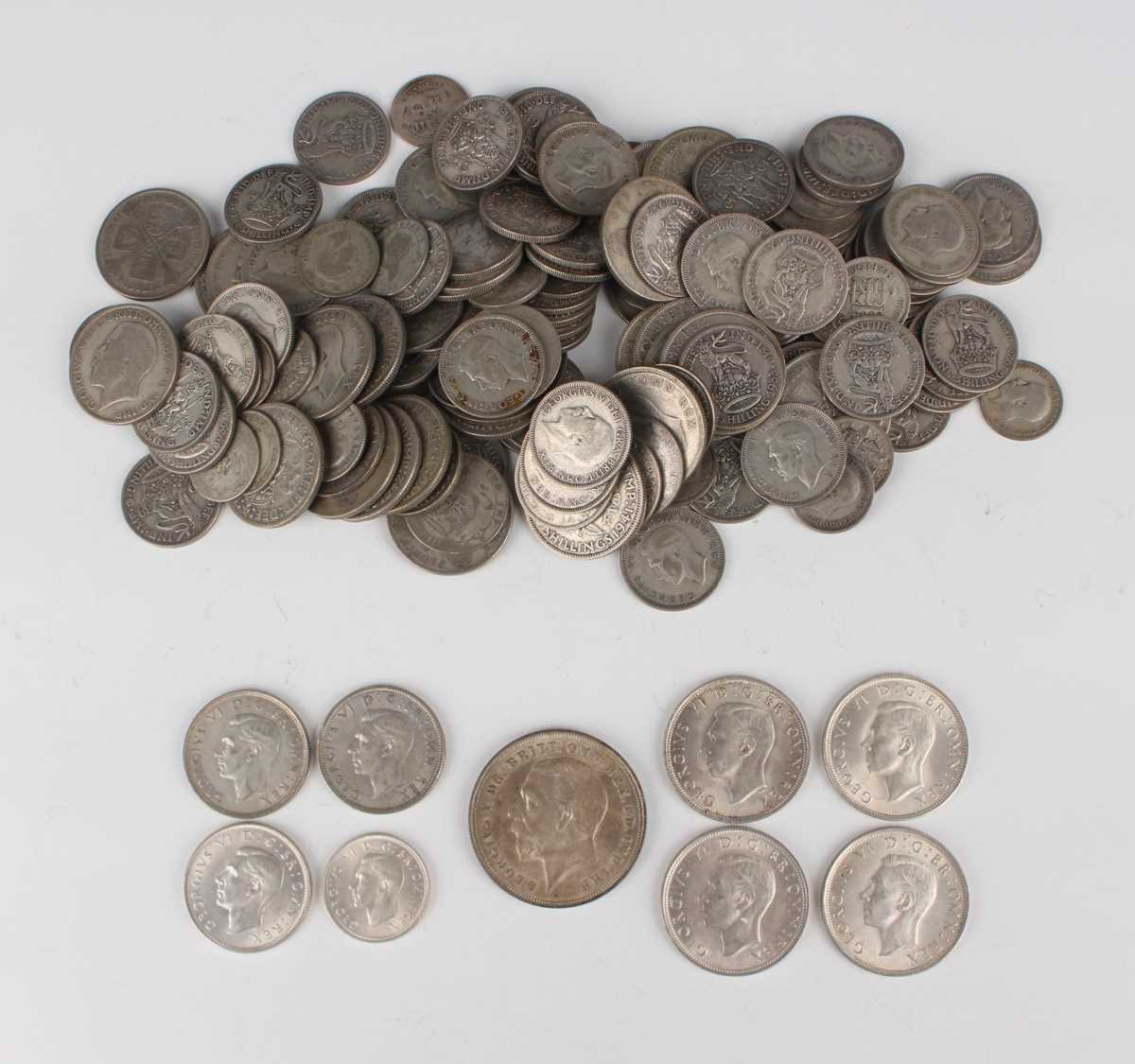 A collection of pre-1947 British silver nickel coinage, comprising a crown 1935, half-crowns,