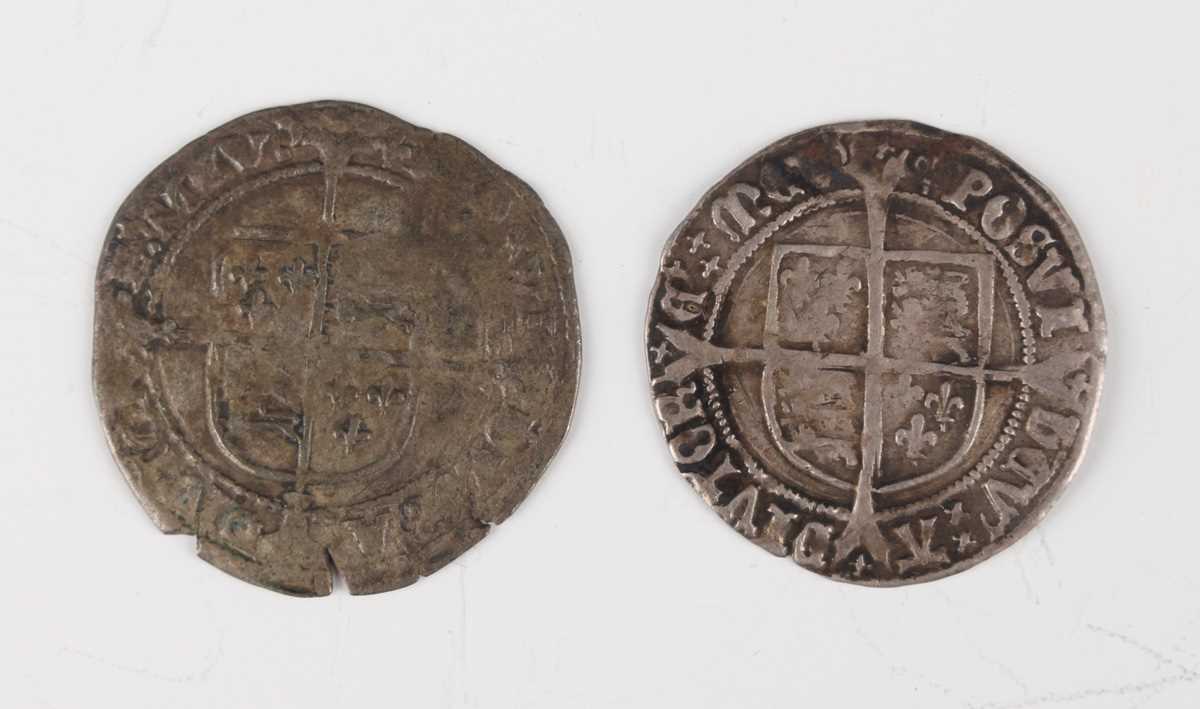 A Henry VIII posthumous issue portrait groat 1547-50, debased mintmark lis, and a Henry VIII - Image 2 of 2