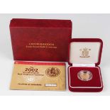 An Elizabeth II Royal Mint proof half-sovereign 2002, cased with certificate booklet, No. 01017.