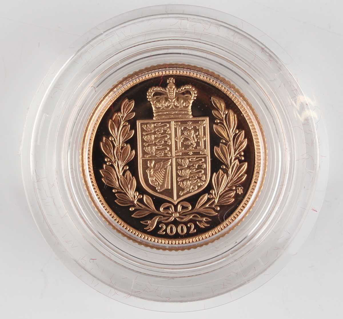 An Elizabeth II Royal Mint proof half-sovereign 2002, cased with certificate booklet, No. 01017. - Image 3 of 3