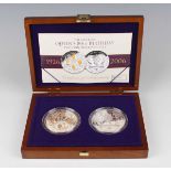 An Elizabeth II Royal Mint Alderney silver proof two-coin set celebrating HM The Queen's 80th
