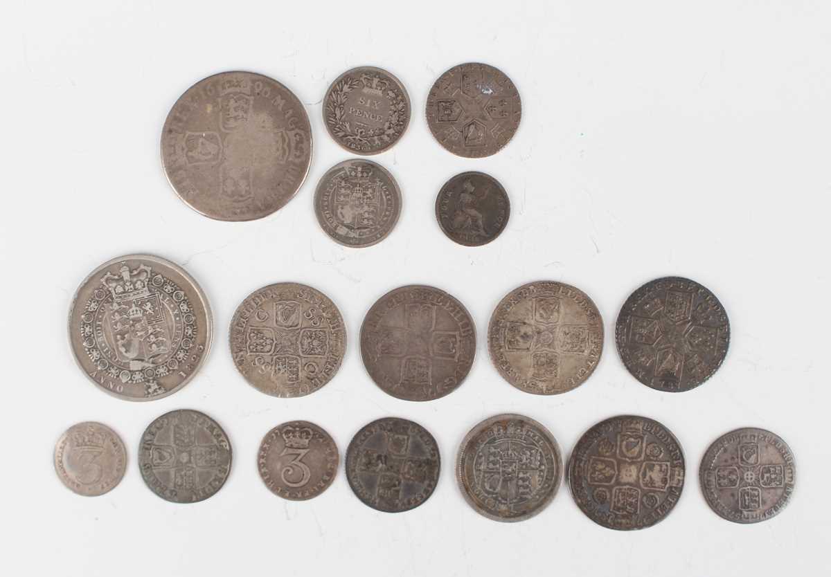 A collection of 17th, 18th and 19th century silver coinage, including a George I shilling SSC, - Image 2 of 2