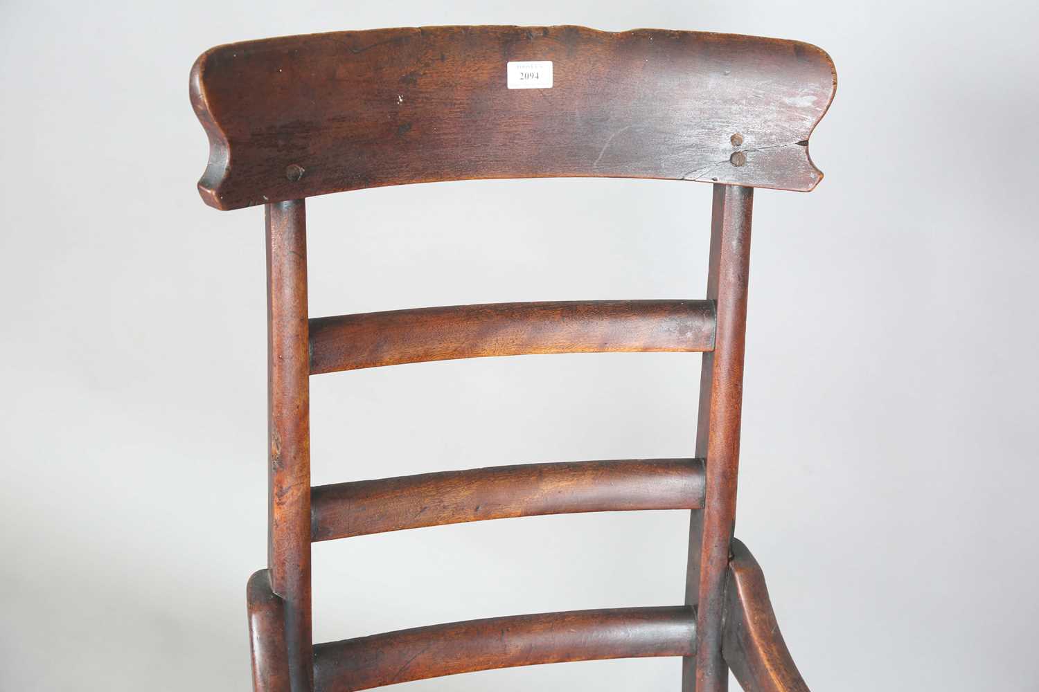 A Victorian provincial mahogany rocking armchair with ladder back and solid seat, height 104cm, - Image 2 of 9