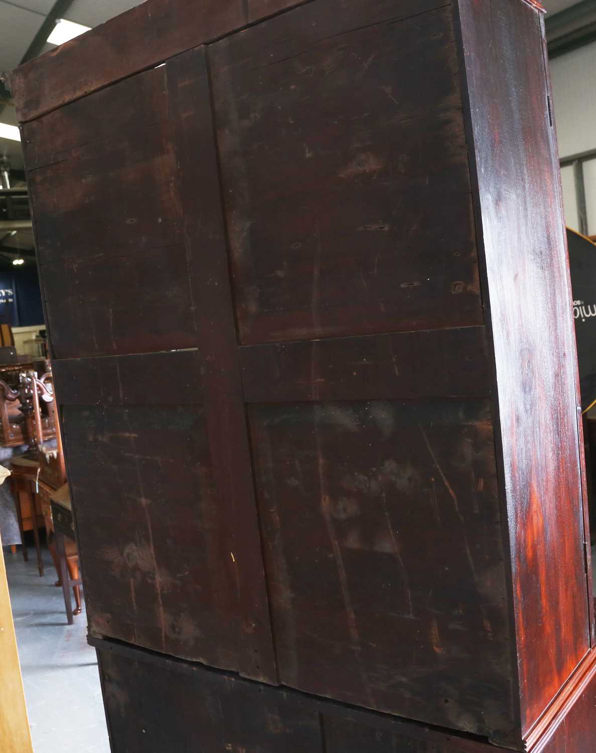 A good George III figured mahogany narrow secrétaire bookcase cabinet, the glazed top above a - Image 9 of 12