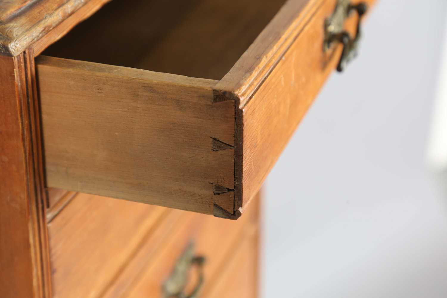 A late Victorian pine narrow chest of eight drawers, height 125cm, width 44cm, depth 33cm, - Image 3 of 12