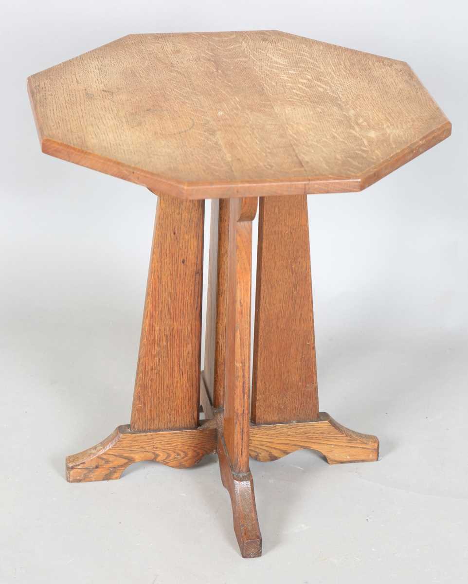 An early 20th century Arts and Crafts oak octagonal occasional table, attributed to Hypnos for - Image 5 of 7