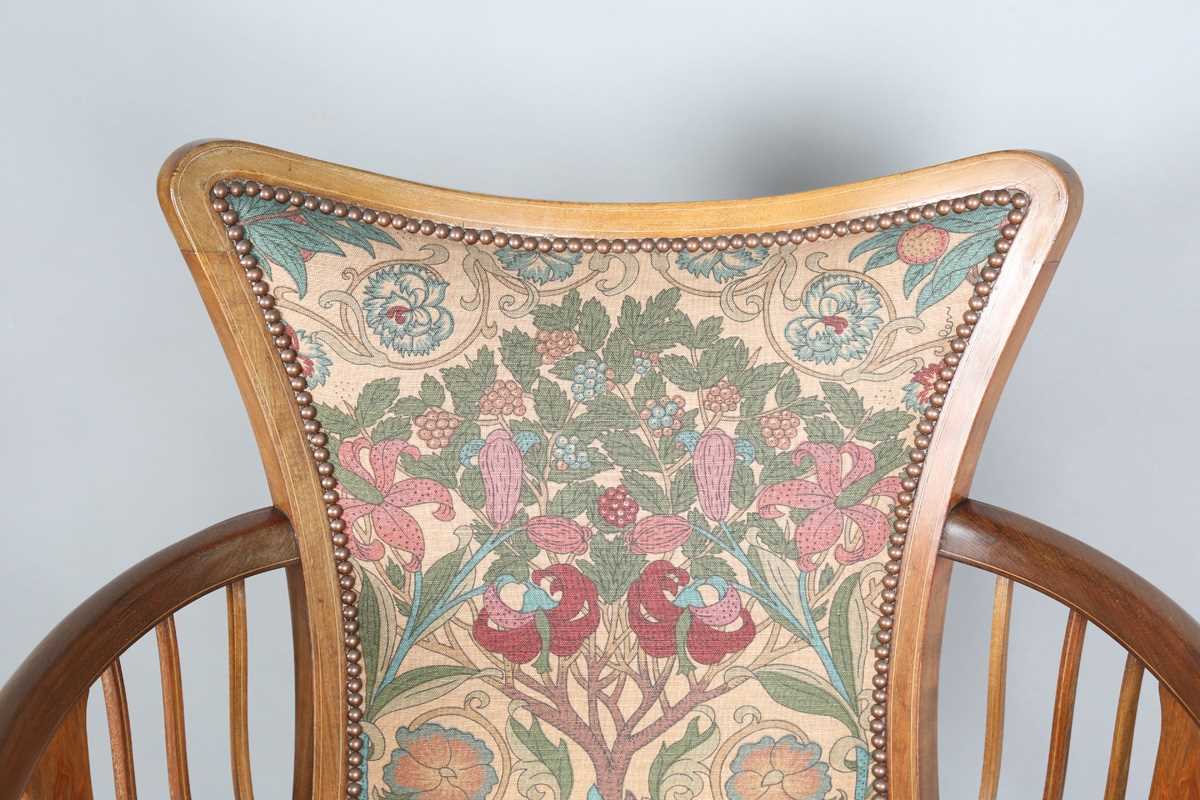 An Edwardian Arts and Crafts mahogany framed armchair, in the manner of G.M. Ellwood and possibly - Image 2 of 14