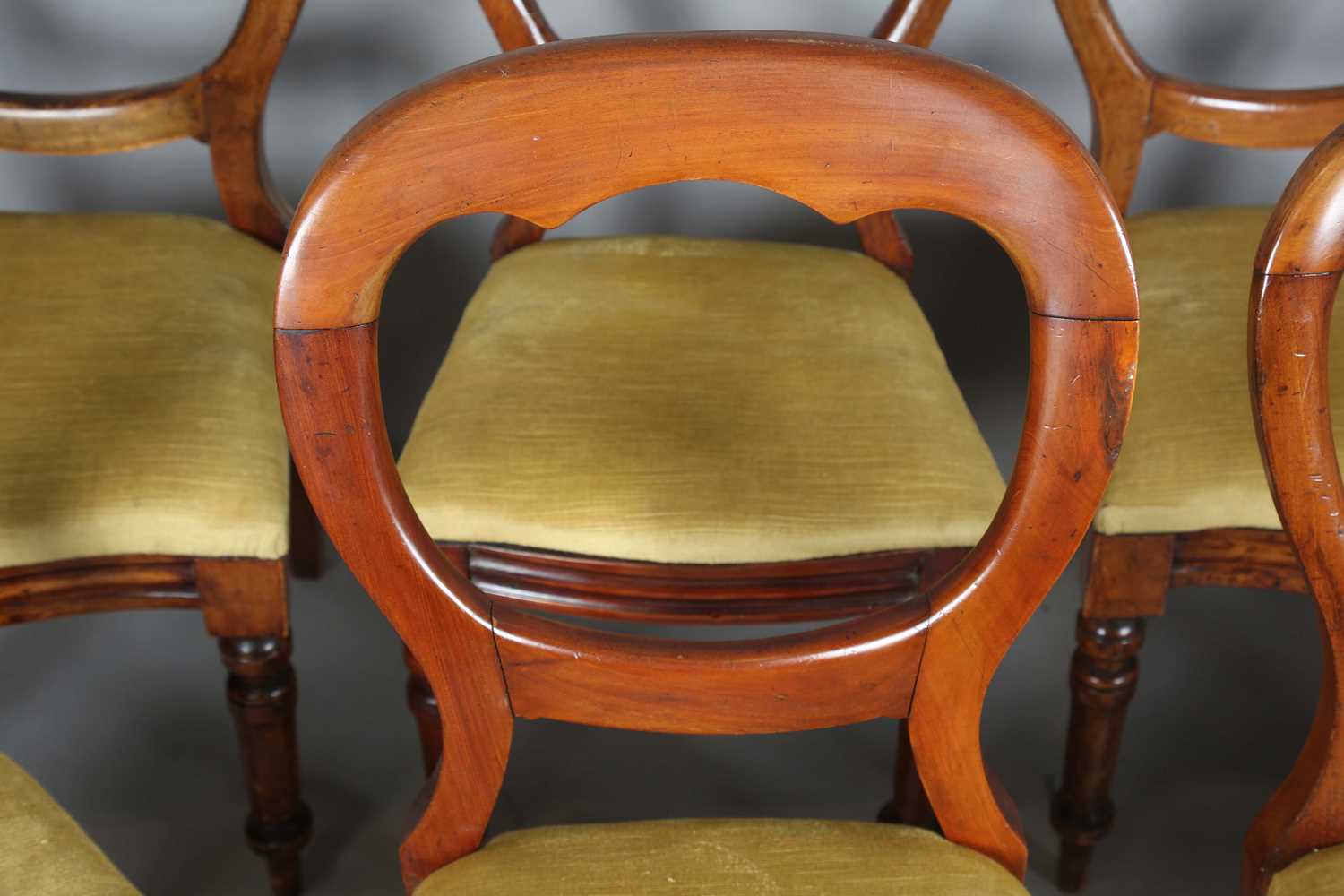 A set of eight late Victorian mahogany spoon back dining chairs, height 86cm, width 45cm. - Image 5 of 12