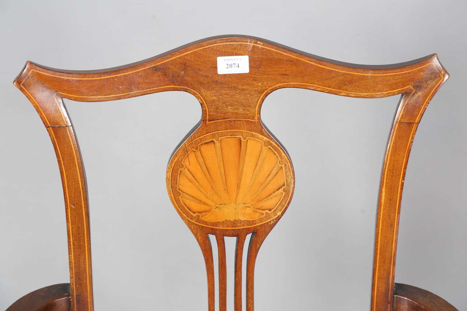 A set of eight Edwardian mahogany pierced splat back dining chairs, the backs inlaid with scallop - Image 2 of 32