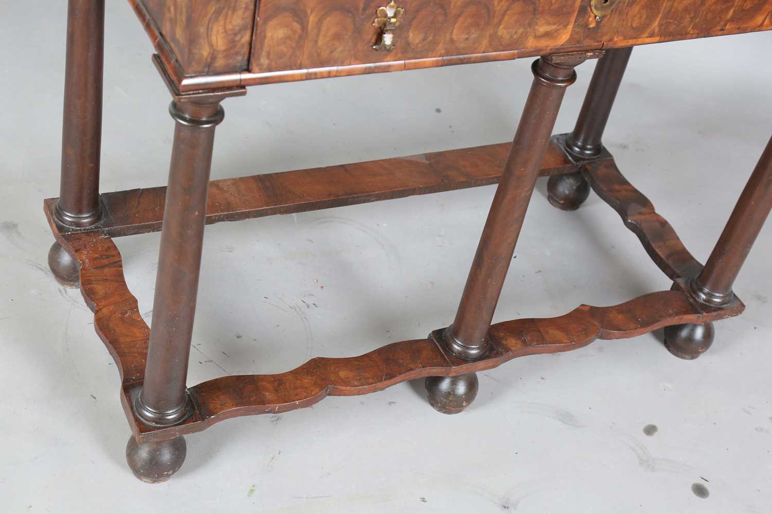 A William and Mary laburnum oyster veneered collector's cabinet-on-stand, the two doors with - Image 15 of 20